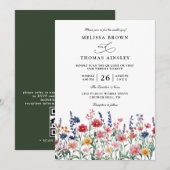 Invitation Mariage Rustique Champêtre Bohème Code QR Fleur Sa (Devant / Derrière)