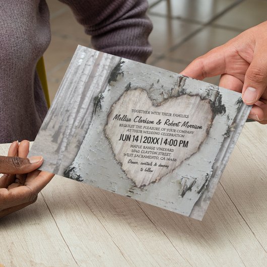 Invitation Mariage rustique champêtre sous les bouleaux argen