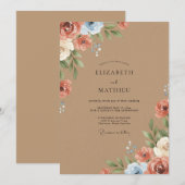 Invitation Mariage rustique charmant en terre cuite (Devant / Derrière)