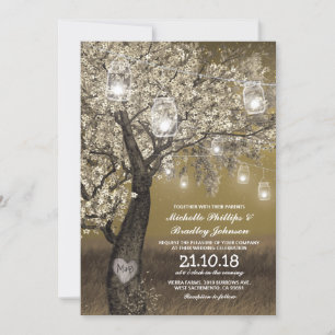 Invitation Mariage Rustique Cherry Tree & String Lights