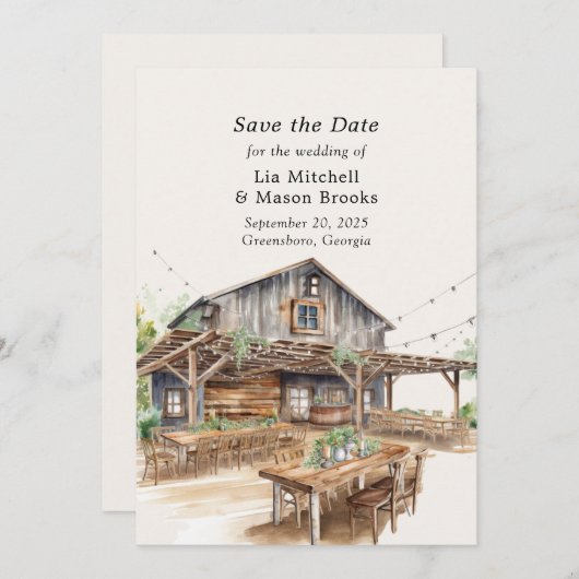 Invitation Mariage rustique chic à la grange Enregistrer les (Devant / Derrière)