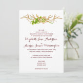 Invitation Mariage Rustique Chic avec Bois de Cerf et Fleurs (Debout devant)