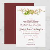 Invitation Mariage Rustique Chic avec Bois de Cerf et Fleurs (Devant / Derrière)