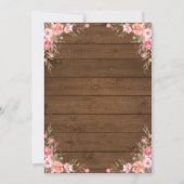 Invitation Mariage rustique chic campagne Fleurs roses Bois (Dos)