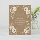 Invitation Mariage rustique chic Kaki (Debout devant)