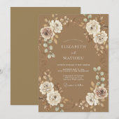 Invitation Mariage rustique chic Kaki (Devant / Derrière)