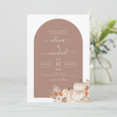 Invitation Mariage Rustique Citrouilles blancs Boho Terracott (Debout devant)