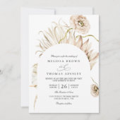 Invitation Mariage Rustique Code QR Protea Pampas Bohème (Devant)