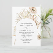 Invitation Mariage Rustique Code QR Protea Pampas Bohème (Debout devant)