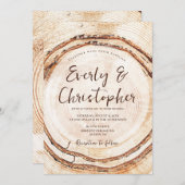 Invitation Mariage rustique coupe coupe tranche sur bois pers (Devant / Derrière)