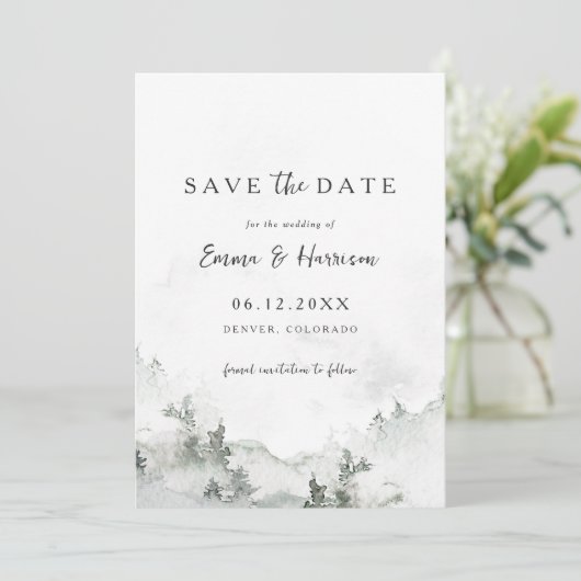 Invitation Mariage rustique dans la forêt Enregistrer la cart (Debout devant)