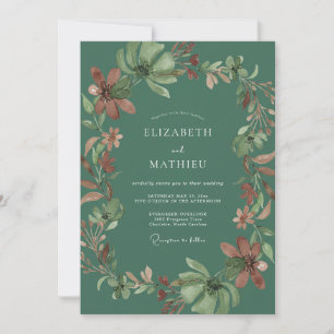 Invitation Mariage rustique dans la nature avec du vert lauri