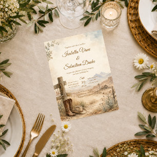 Invitation Mariage rustique dans le désert occidental