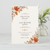 Invitation Mariage rustique d'automne à feuilles d'érable ora (Debout devant)