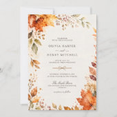 Invitation Mariage rustique d'automne à l'aquarelle avec feui (Devant)