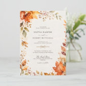 Invitation Mariage rustique d'automne à l'aquarelle avec feui (Debout devant)