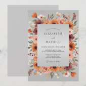 Invitation Mariage rustique d'automne à l'orange brûlé (Devant / Derrière)