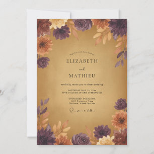 Invitation Mariage rustique d'automne au plum