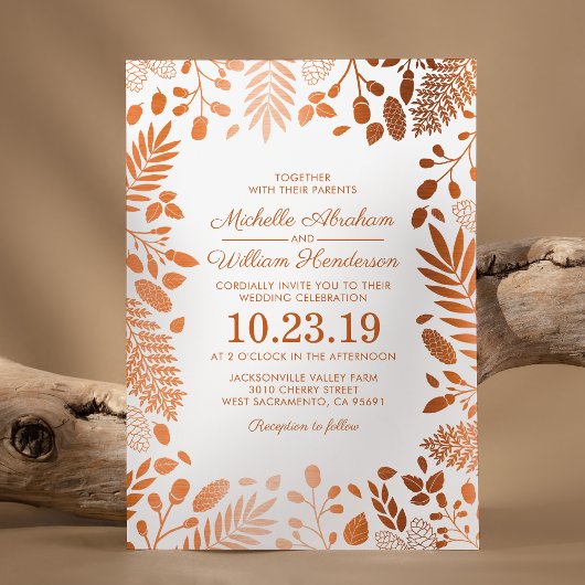Invitation Mariage rustique d'automne en forêt