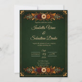 Invitation Mariage rustique d'automne en vert forêt (Devant)