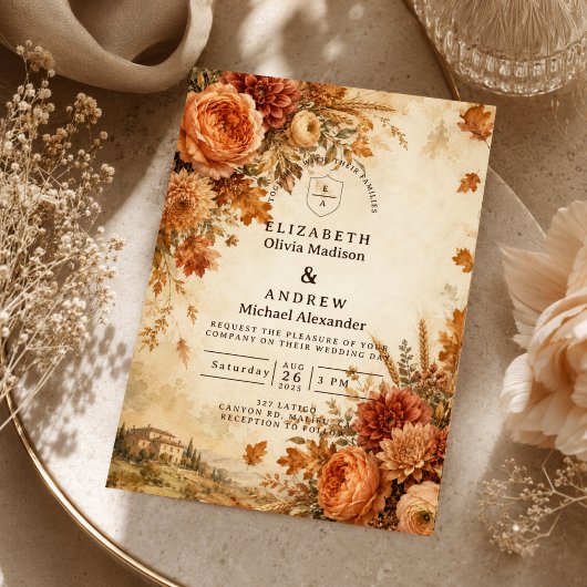 Invitation Mariage rustique d'automne intemporel