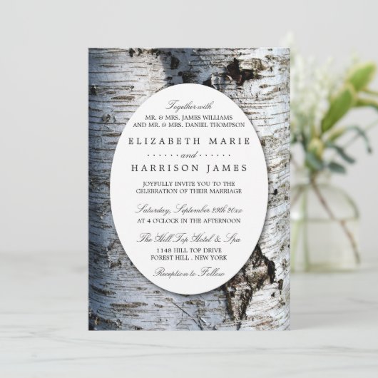 Invitation Mariage rustique de Birch Tree (Debout devant)