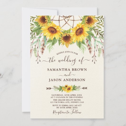 Invitation Mariage rustique de Boho Dreamctacher de (Devant)