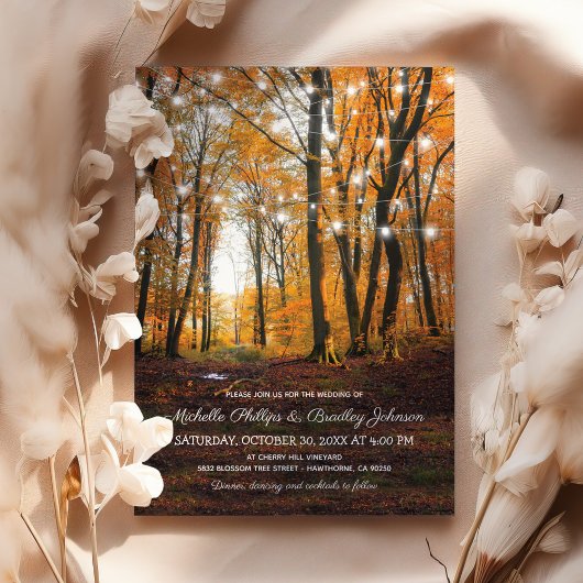 Invitation Mariage rustique de campagne en automne dans les b