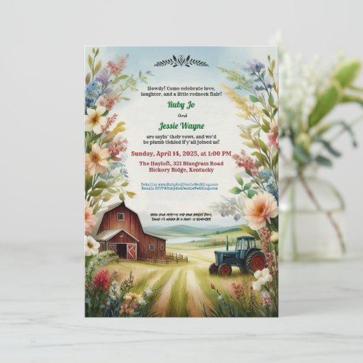 Invitation Mariage rustique de campagne Redneck (Debout devant)