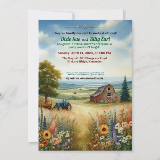 Invitation Mariage rustique de campagne Redneck (Devant)