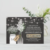 Invitation Mariage rustique de campagne tableau noir bois (Debout devant)