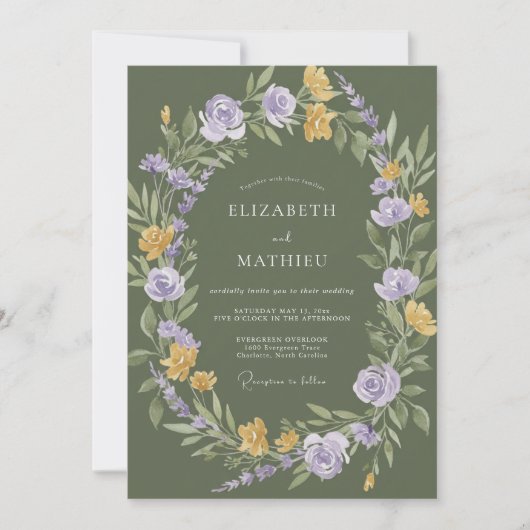 Invitation Mariage rustique de campagne vert sauge (Devant)