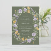 Invitation Mariage rustique de campagne vert sauge (Debout devant)