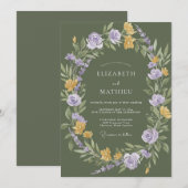 Invitation Mariage rustique de campagne vert sauge (Devant / Derrière)
