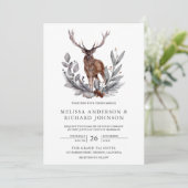 Invitation Mariage Rustique de Cerf de Forêt à l'Aquarelle (Debout devant)