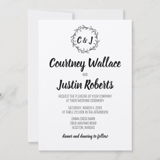 Invitation Mariage rustique de couronne (Devant)