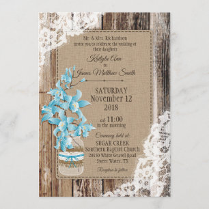 Invitation Mariage rustique de dentelle en bois d'orchidée
