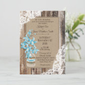 Invitation Mariage rustique de dentelle en bois d'orchidée bl (Debout devant)