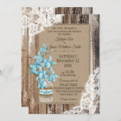 Invitation Mariage rustique de dentelle en bois d'orchidée bl (Devant / Derrière)