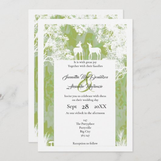 Invitation mariage rustique de faux papier de camo (Devant / Derrière)