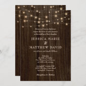 Invitation Mariage Rustique de Ferme avec Lumières Scintillan (Devant / Derrière)