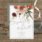 Invitation Mariage Rustique de fleurs de rouille en terre cui