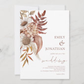 Invitation Mariage Rustique de fleurs en terre cuite (Devant)