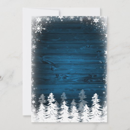 Invitation Mariage rustique de flocon de neige d'hiver (Dos)