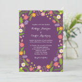 Invitation Mariage rustique de floraison de jardin de cadre (Debout devant)