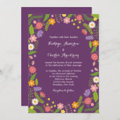 Invitation Mariage rustique de floraison de jardin de cadre (Devant / Derrière)