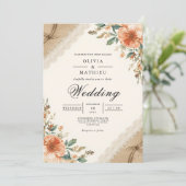 Invitation Mariage rustique de floraison de terroir (Debout devant)