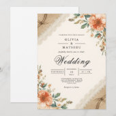 Invitation Mariage rustique de floraison de terroir (Devant / Derrière)