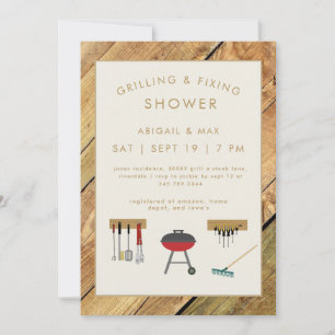 Invitation Mariage rustique de grillades et de réparation pou
