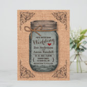 Invitation Mariage rustique de la campagne Burlap Jar (Debout devant)